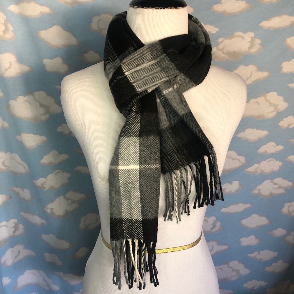 Plaid flannel scarf black & gray | OS‎